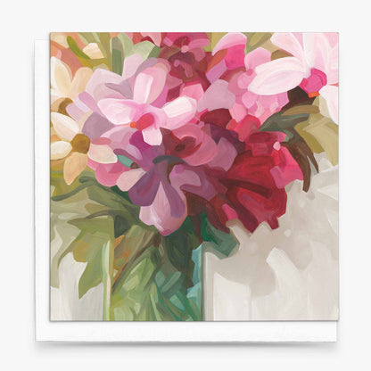 floral art card with a pink bouquet of flowers