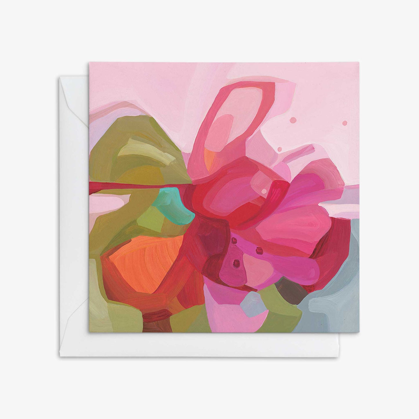 pink flower abstract art greeting cards