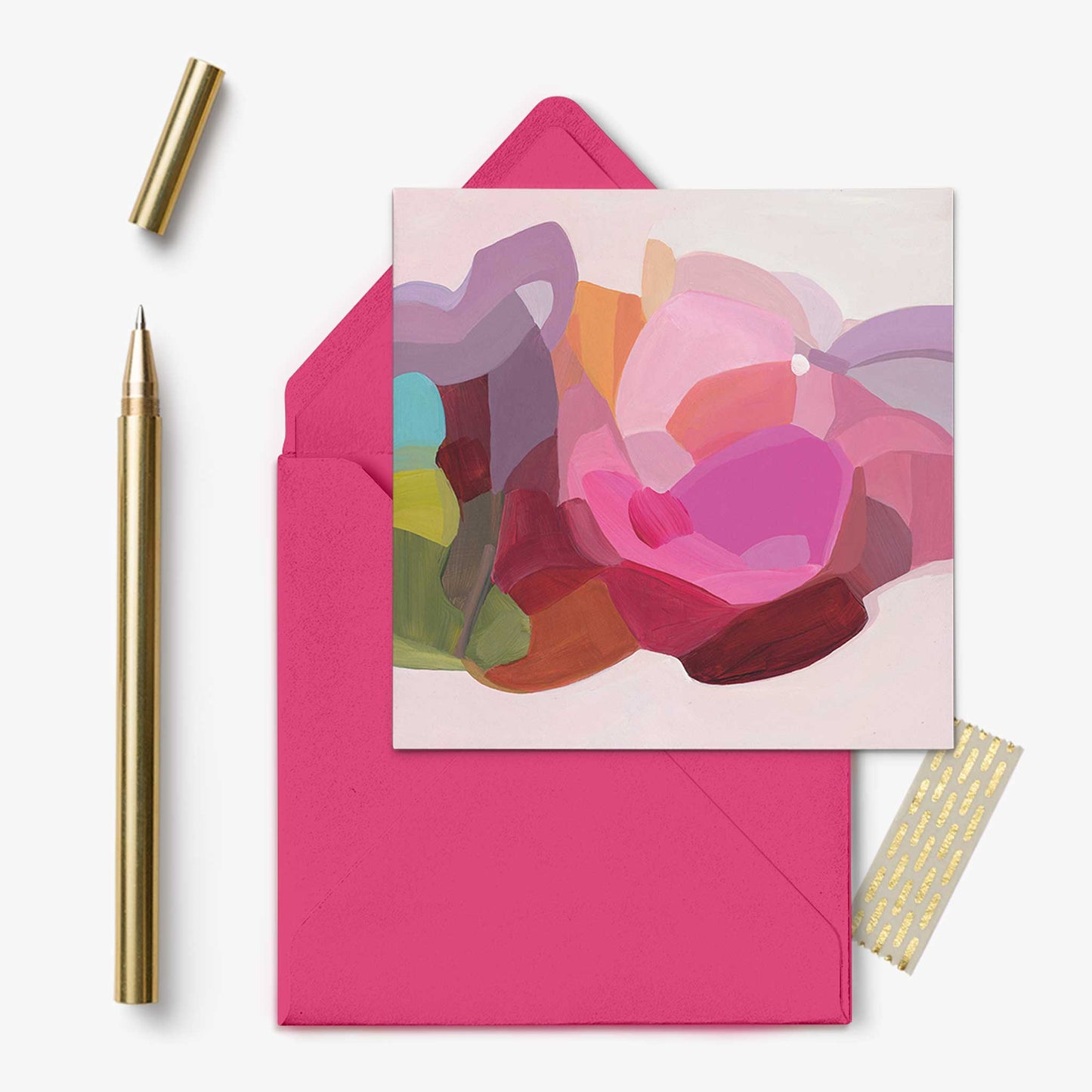 pink mauve abstract art card uk