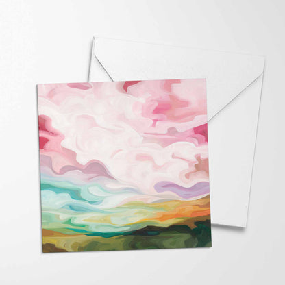 pink pastel sky blank greeting card