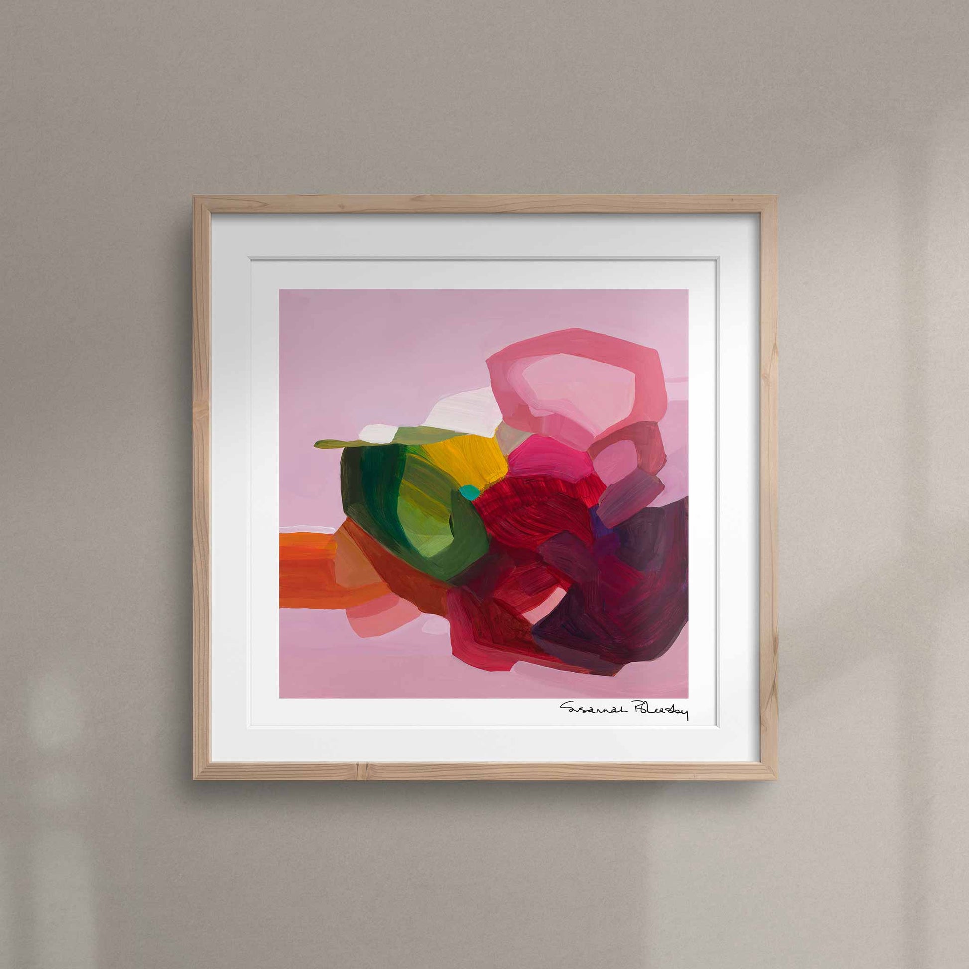 red and pink abstract art wall decor