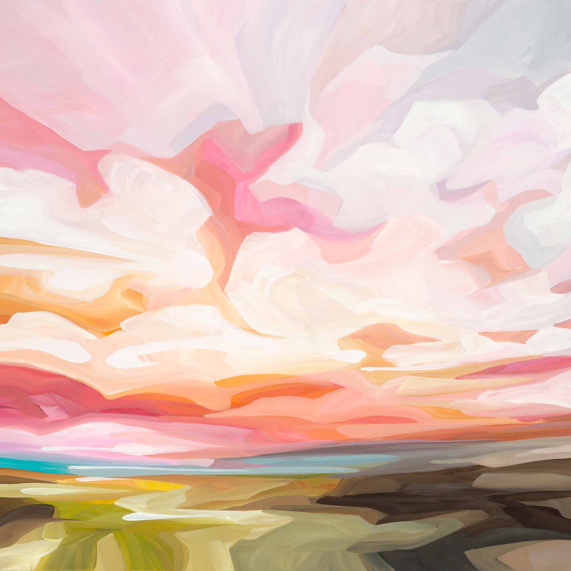 pink sky painting wall art print sundrift