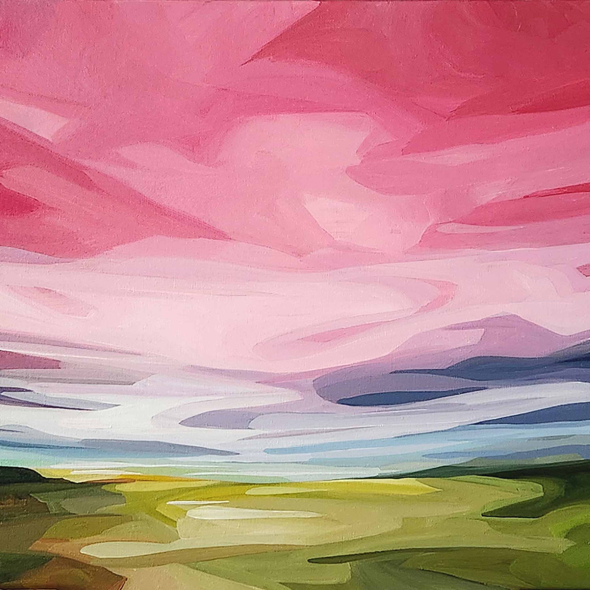 pink summer night sky painting image