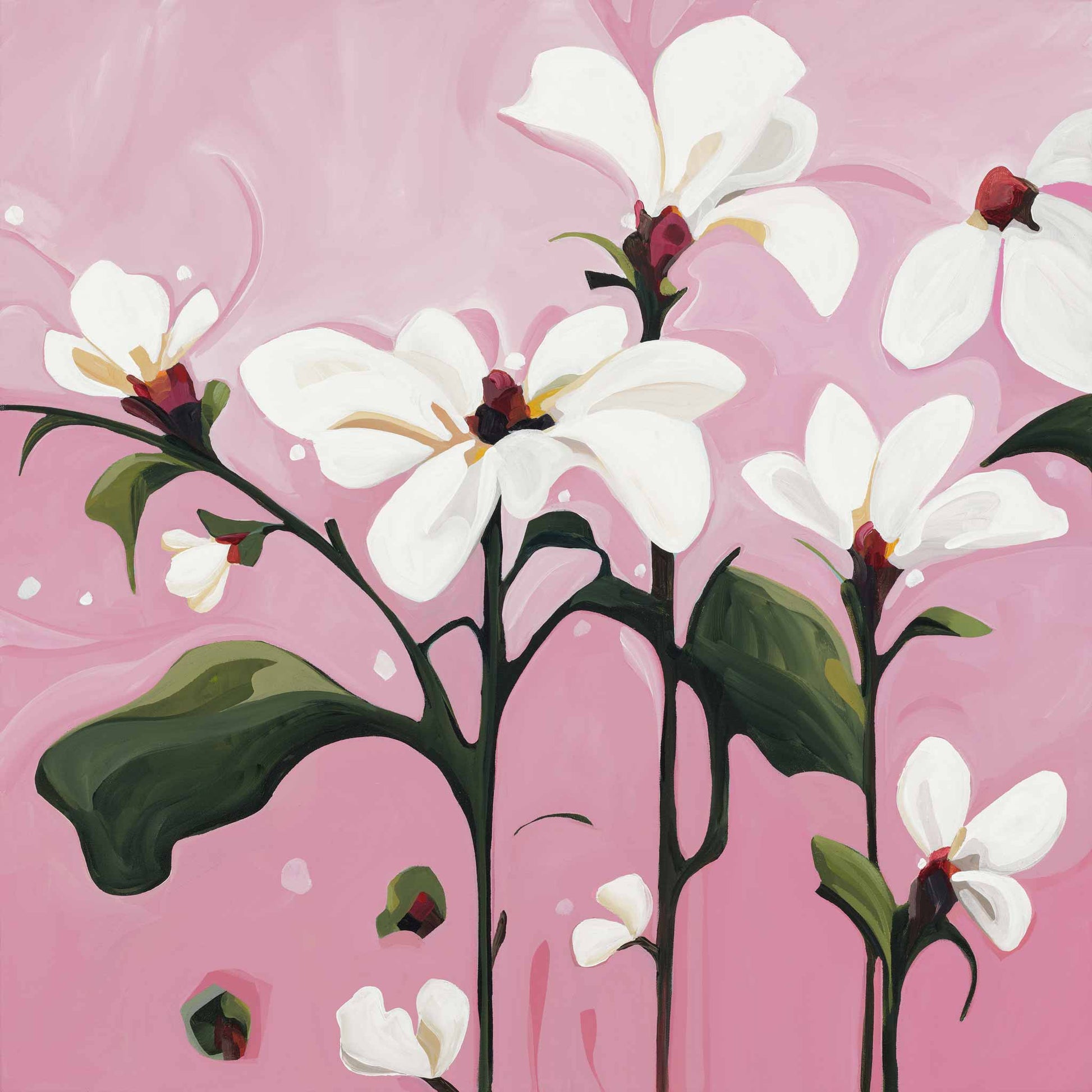 pink white flower painting