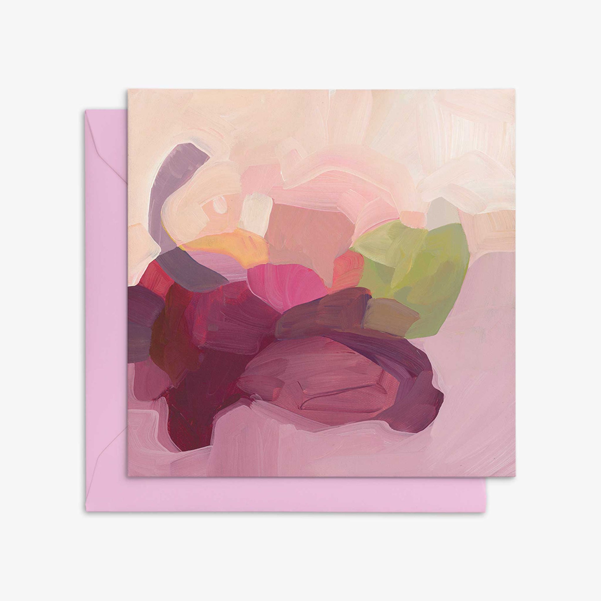 plum coloured abstract art cards with pink envelope