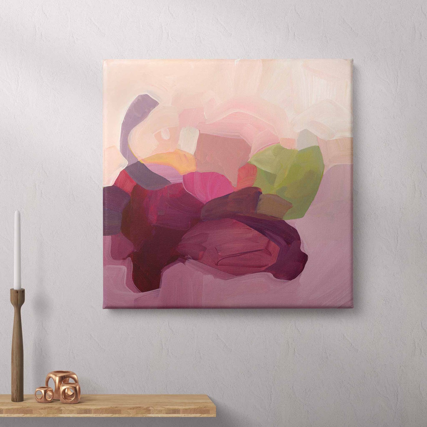 canvas art print of a plum colored abstract painting by Canadian artist Susannah Bleasby