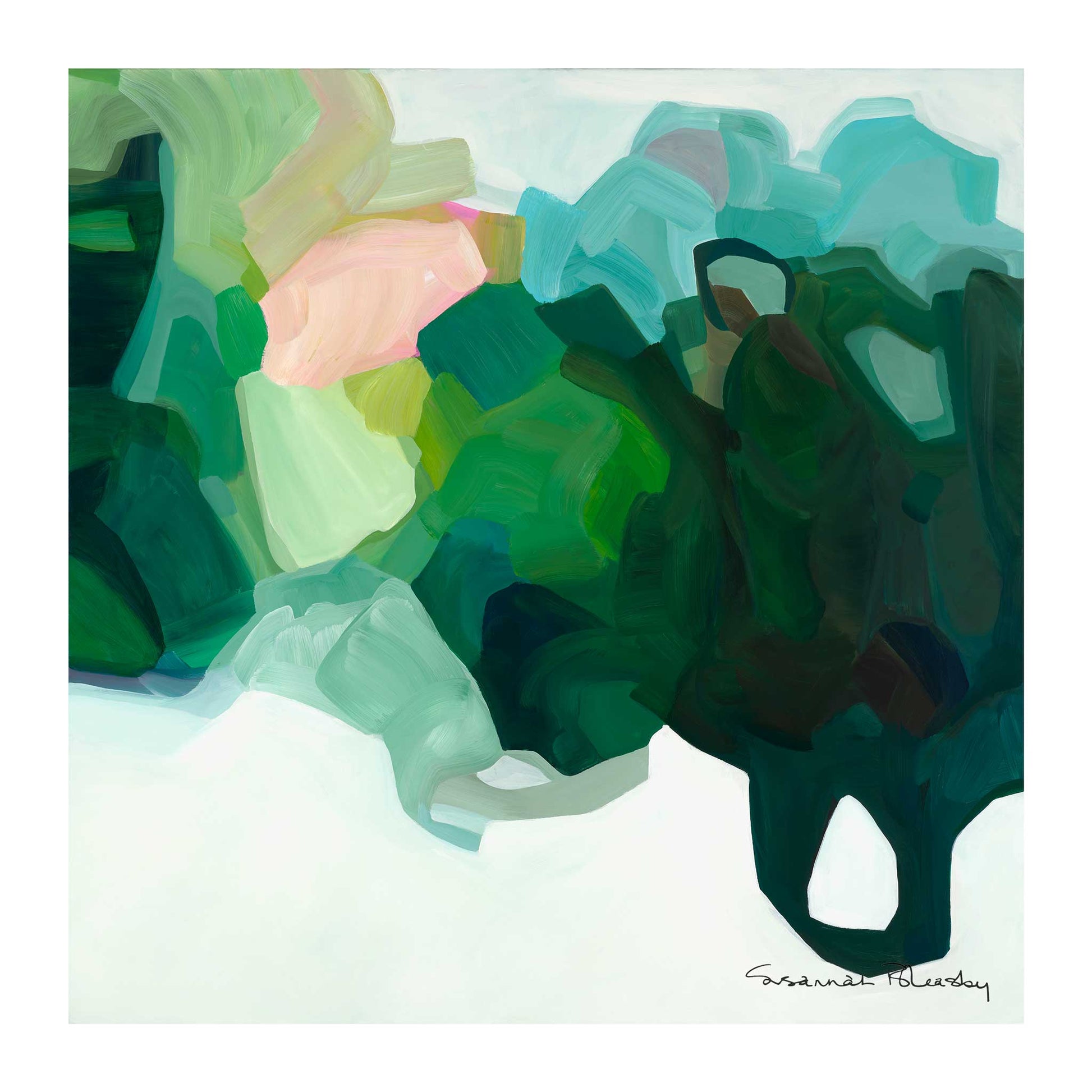 precious green abstract wall art print 8x8