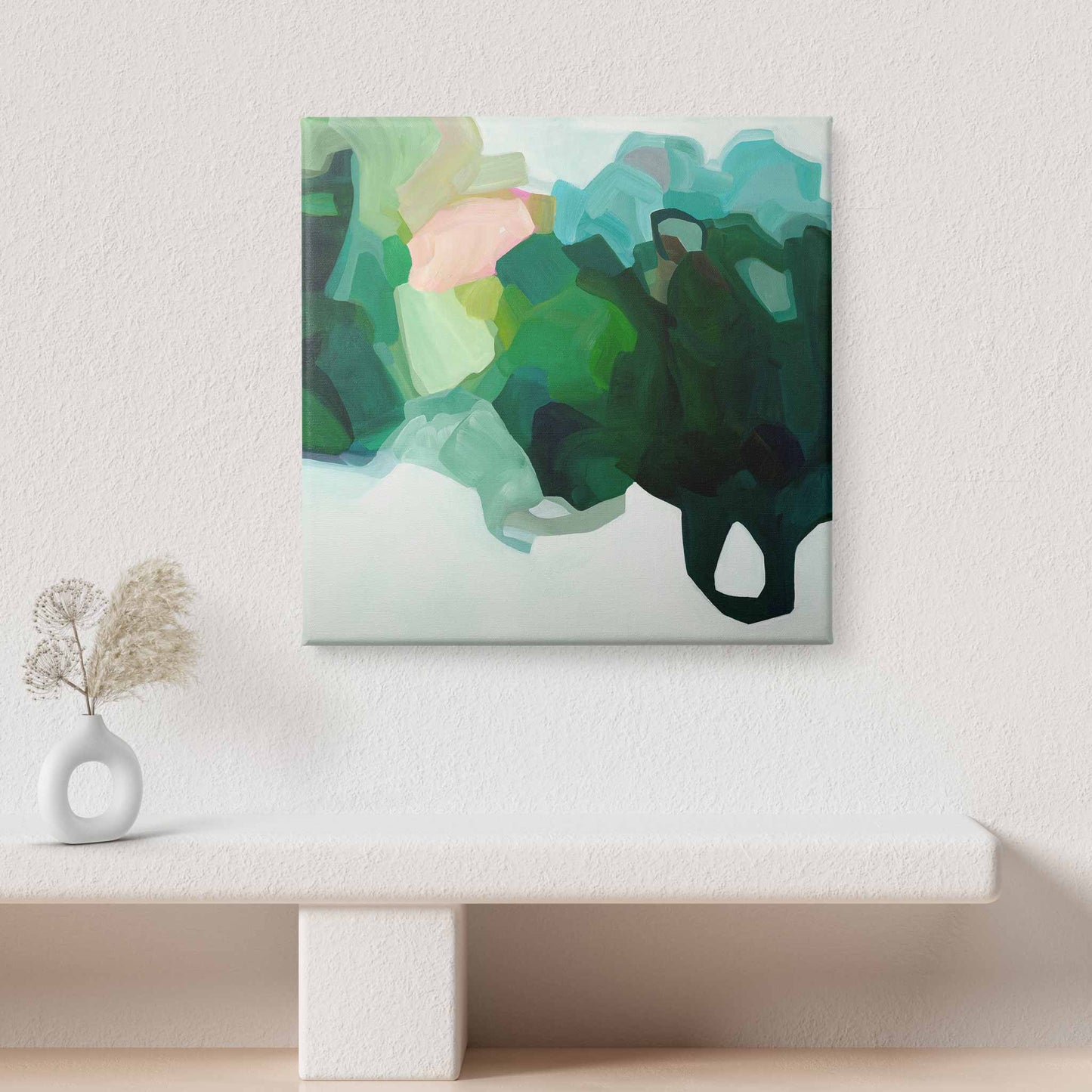 canvas art print of a jade green abstract painting by Canadian artist Susannah Bleasby