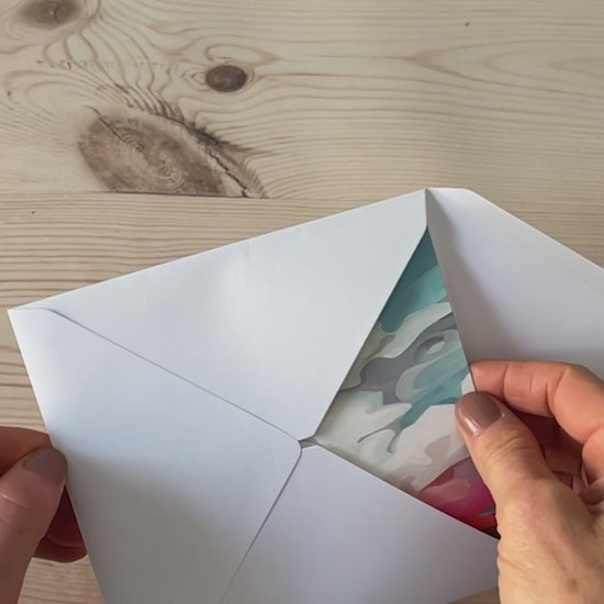 Blank abstract sky greeting card displayed as contemporary nature inspired stationery