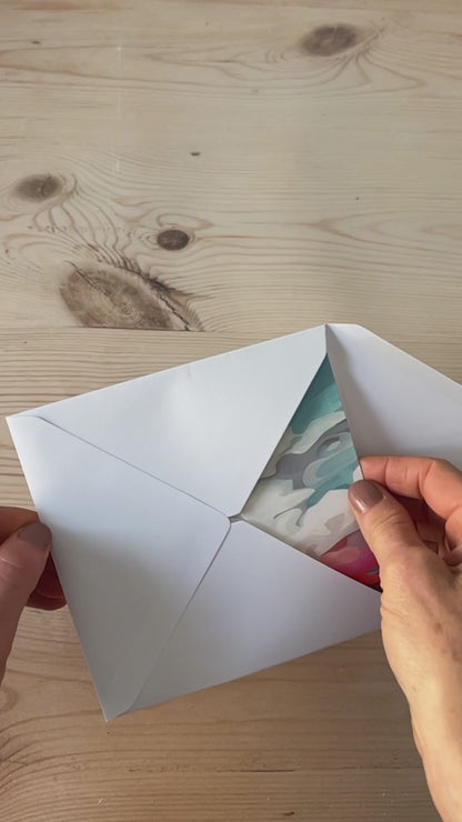 Blank abstract sky greeting card displayed as contemporary nature inspired stationery