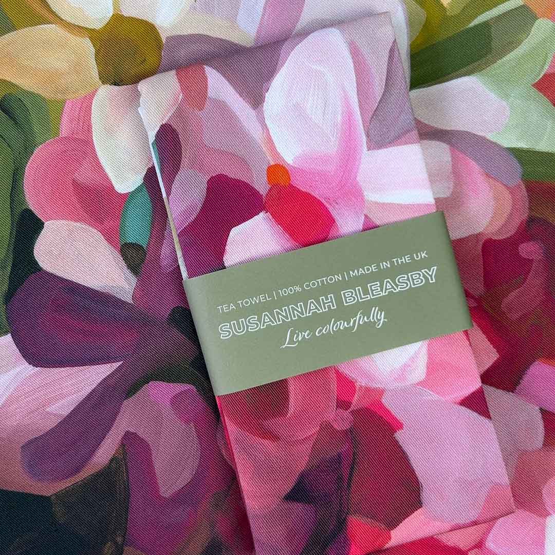 colourful floral cotton tea towels 
