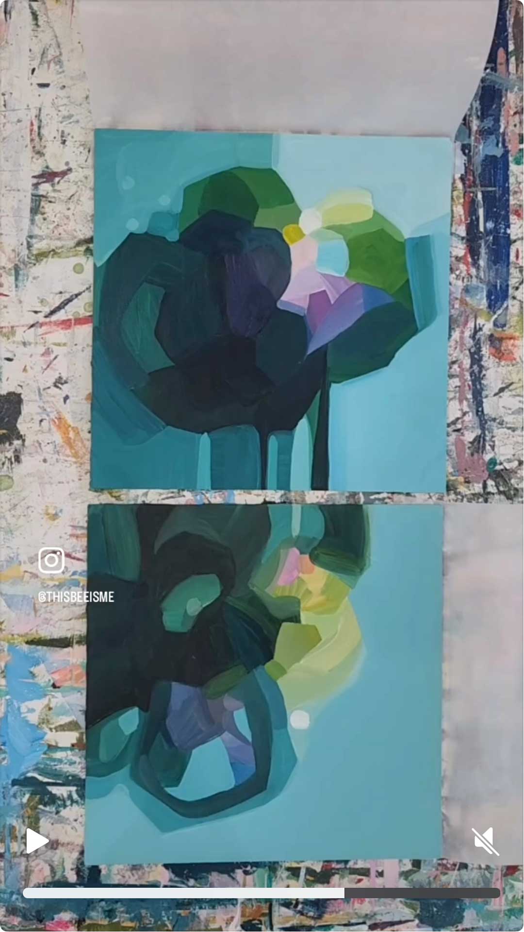 green abstract paintings