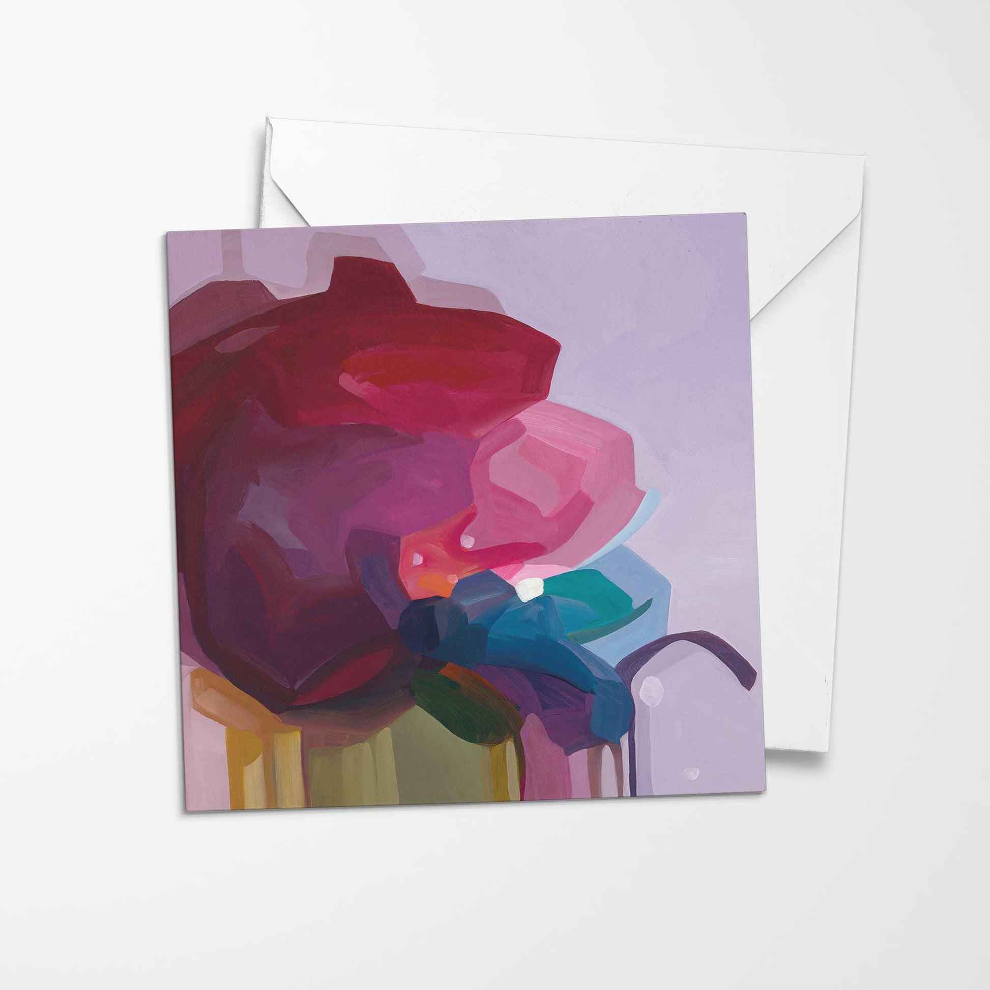 purple abstract flowers art card