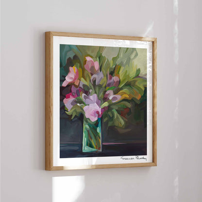 purple alstroemeria bouquet wall art print