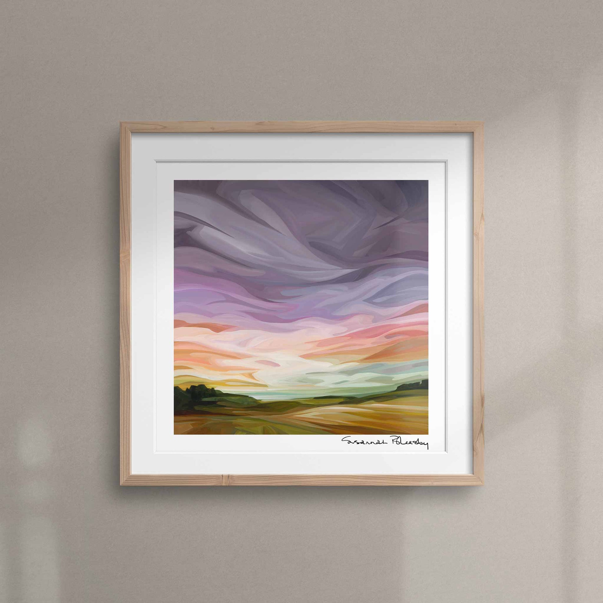 purple autumn sky painting wall art print