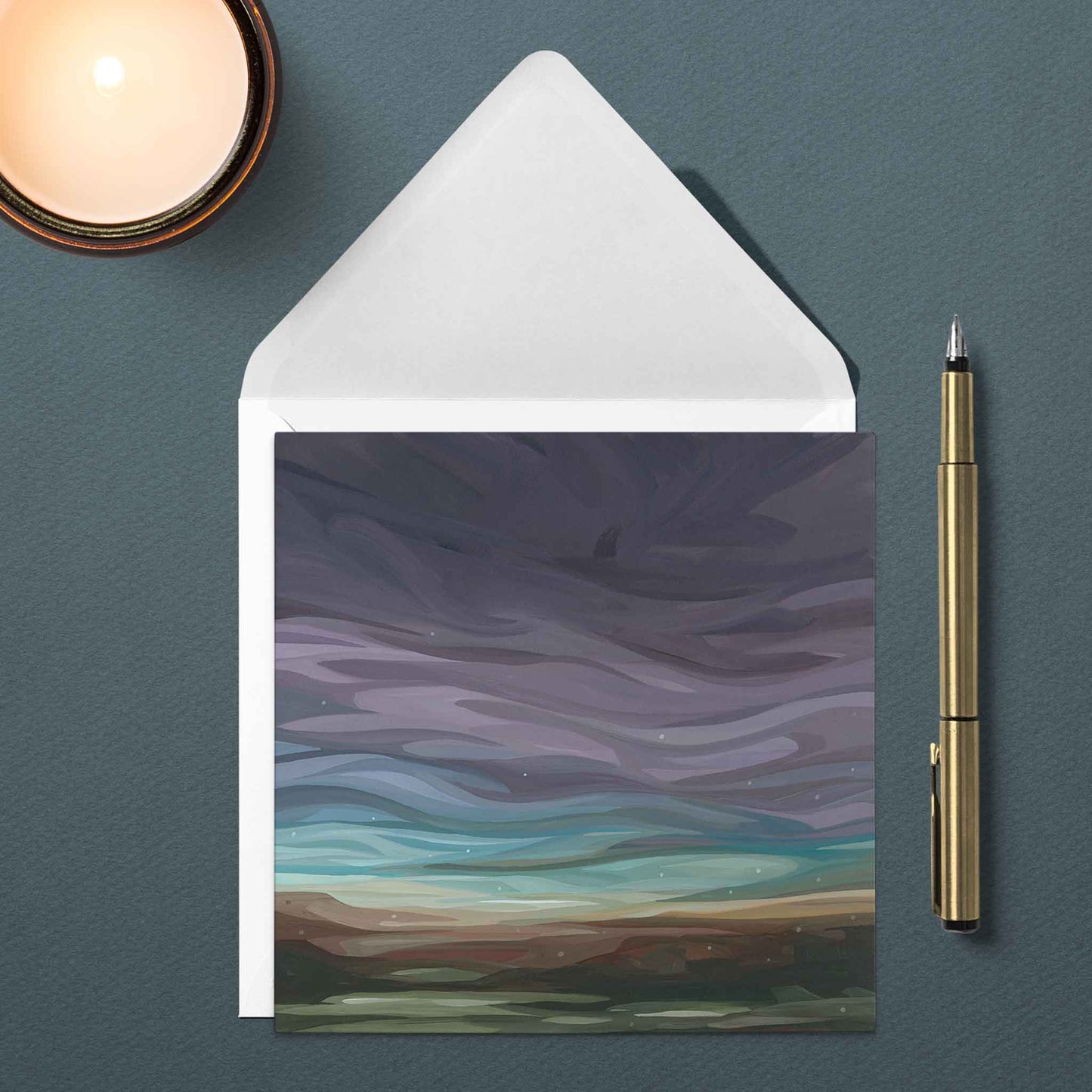 purple evening sky fine art card UK