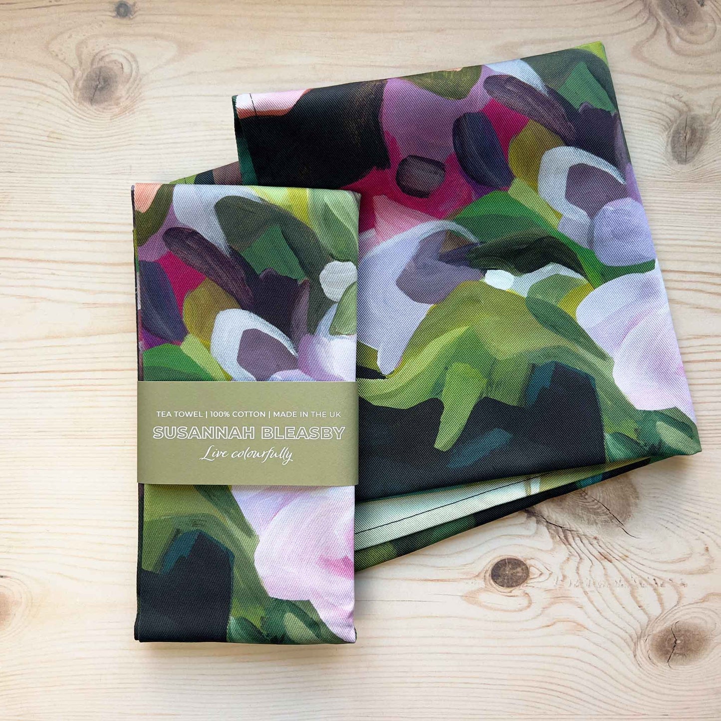 purple floral cotton tea towels