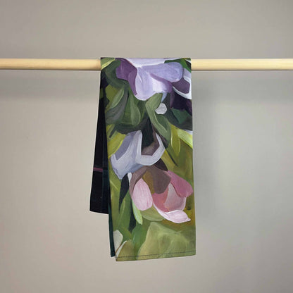 purple floral cotton tea towels

