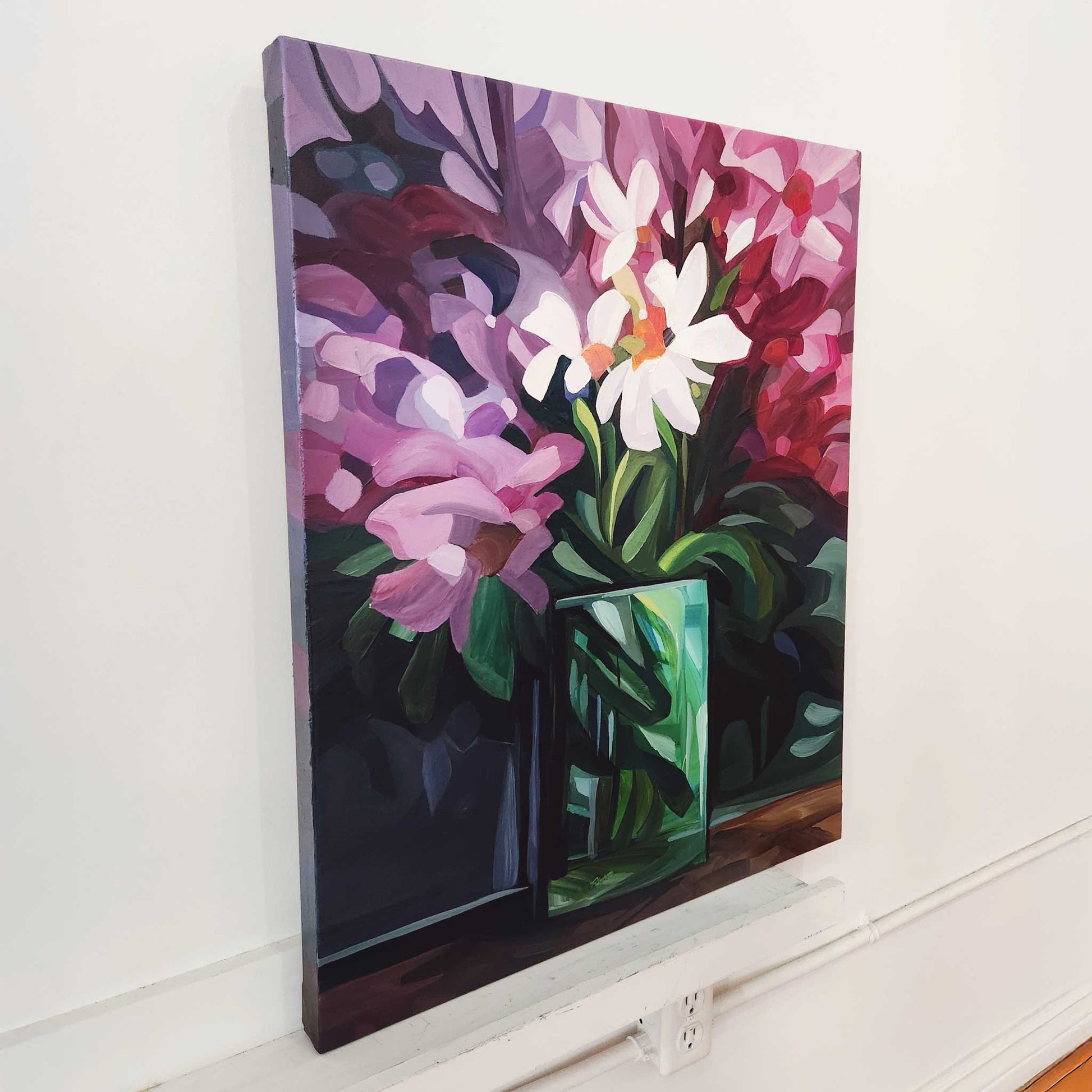 wildflower painting of purple and magenta flowers