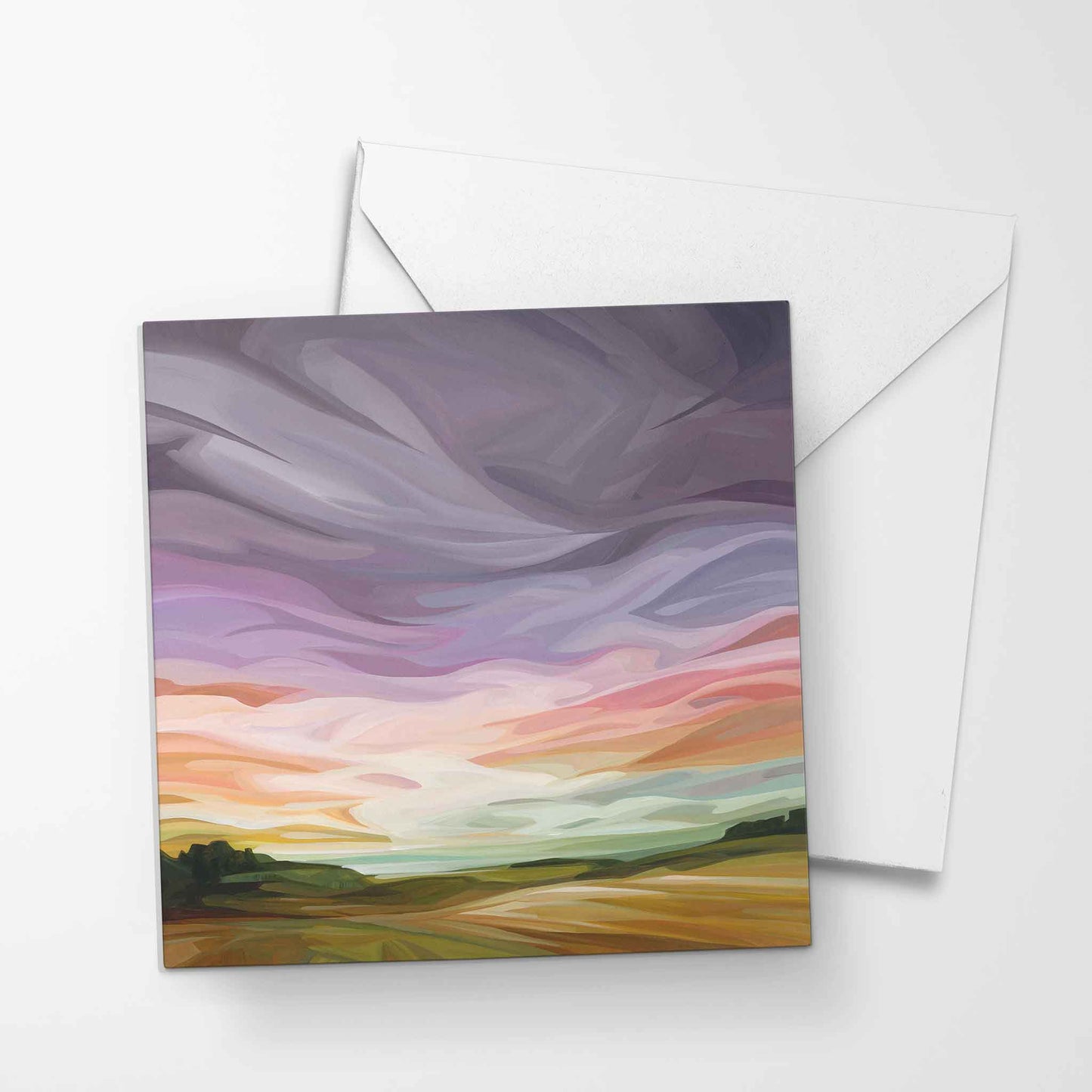 purple sky painting art greeting cards UK