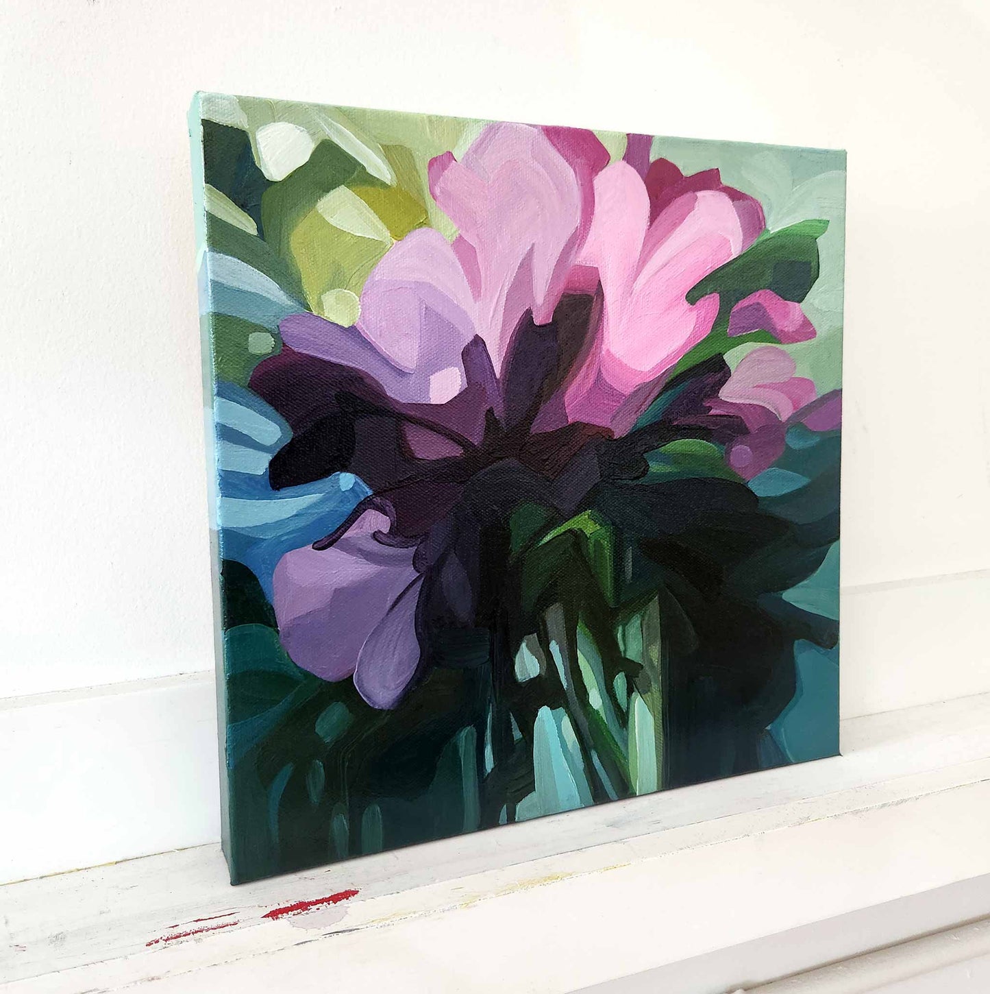 mauve and pink contemporary wildflower painting