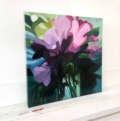 mauve and pink contemporary wildflower painting