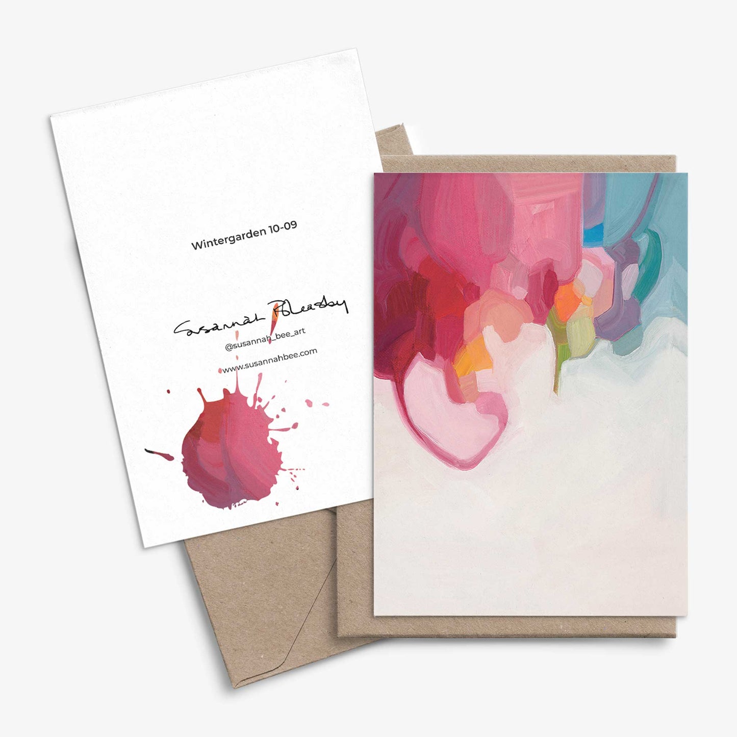 abstract rainbow blank art cards with kraft envelopes