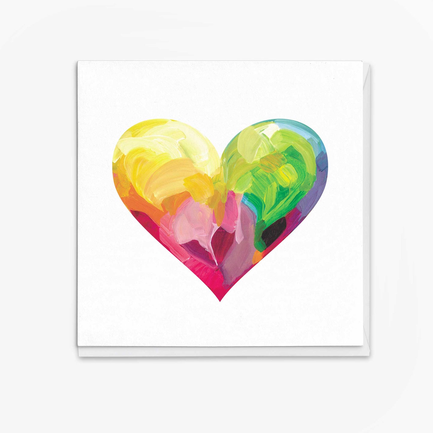 Rainbow heart friendship and Pride greeting card with colourful abstract artwork