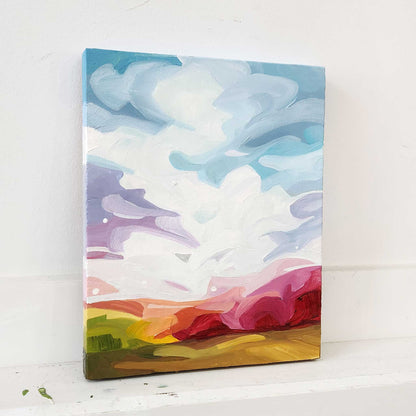 rainbow painting 8x10 on wood board side angle