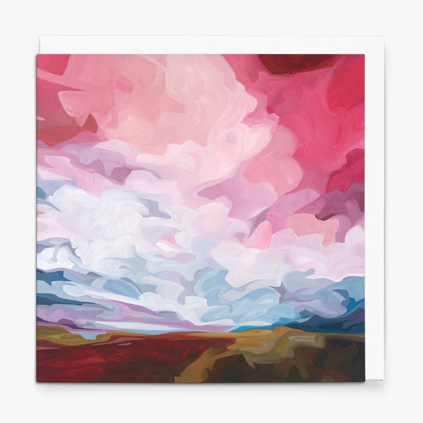 raspberry magenta sky painting art card