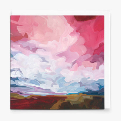 raspberry magenta sky painting art card