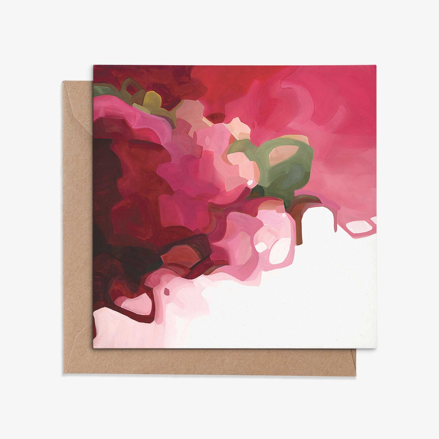 berry red abstract art card with kraft envelope