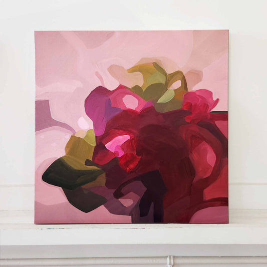 red and pink abstract painting