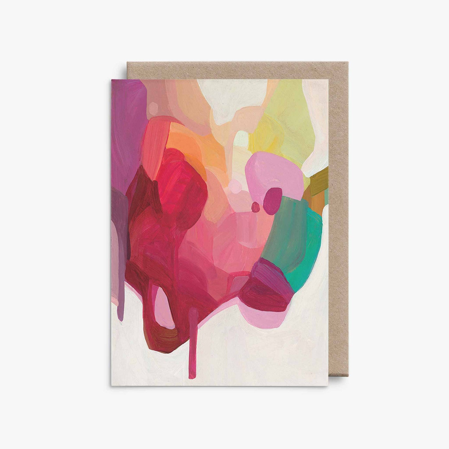 joyful red cream A6 abstract art cards UK