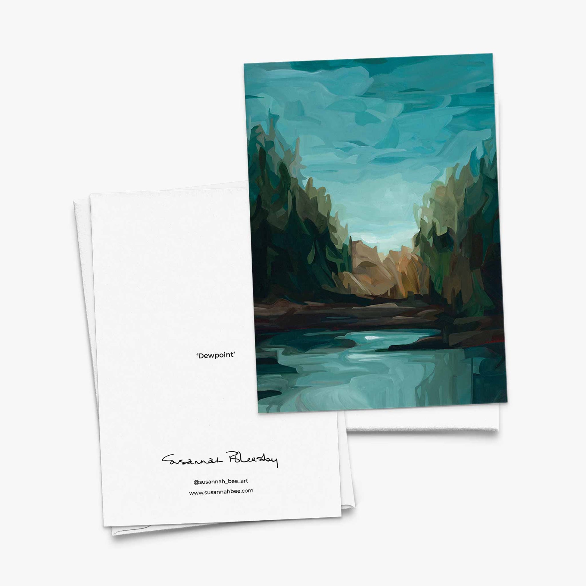 Fine art greeting cards featuring rocky lakeside and woodland view