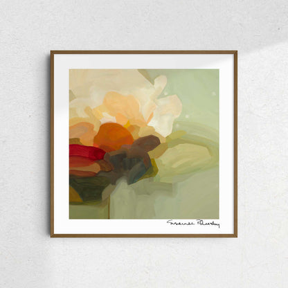 sage green and yellow abstract art print by Canadian artist Susannah Bleasby