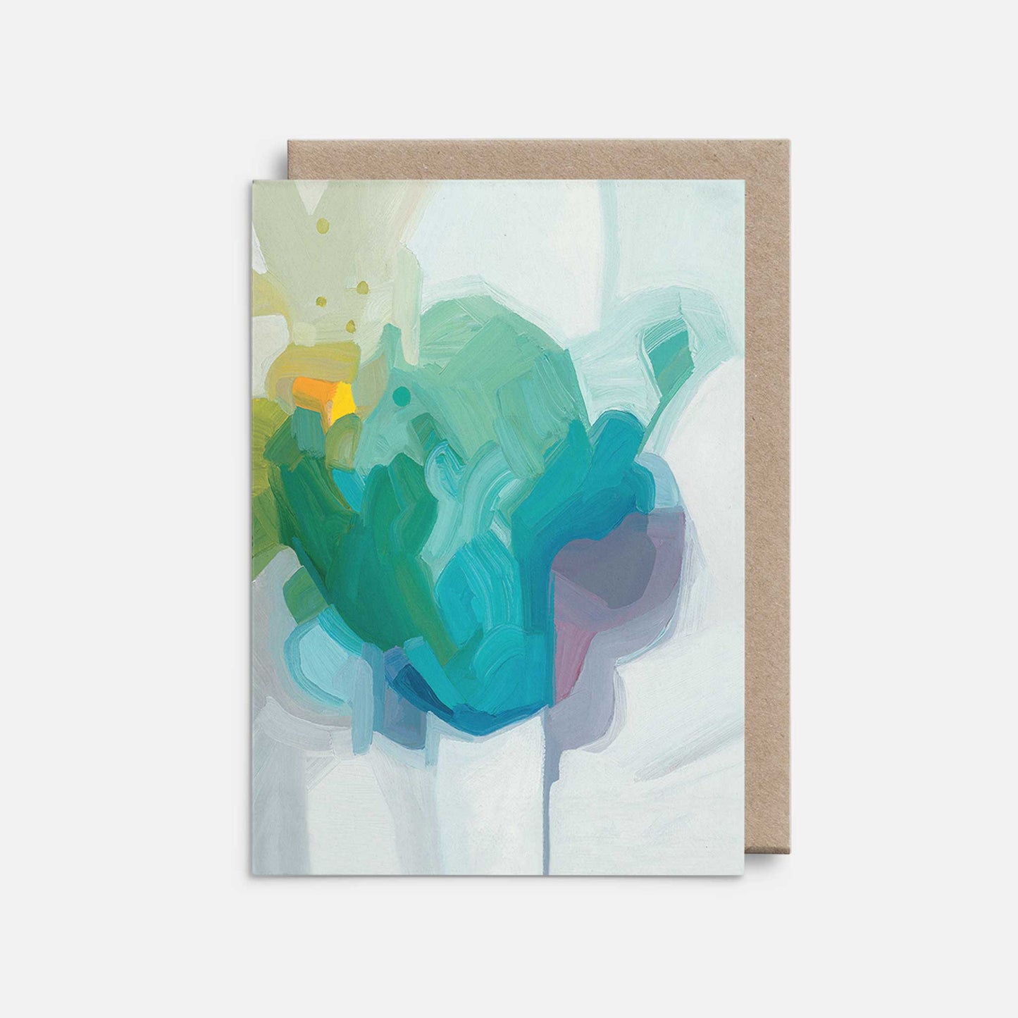 seafoam green abstract artist greeting card with kraft envelope