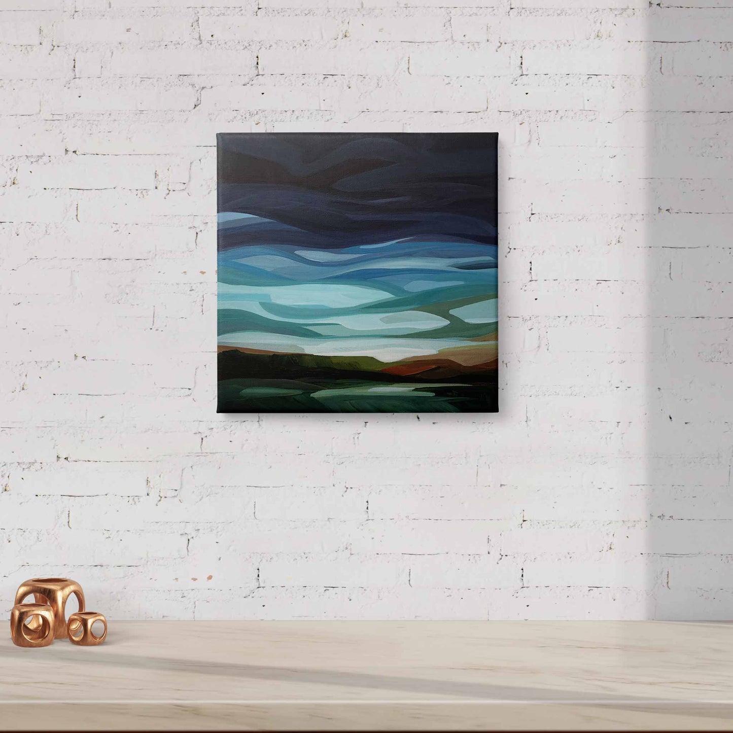 shimmering clouds in night sky painting