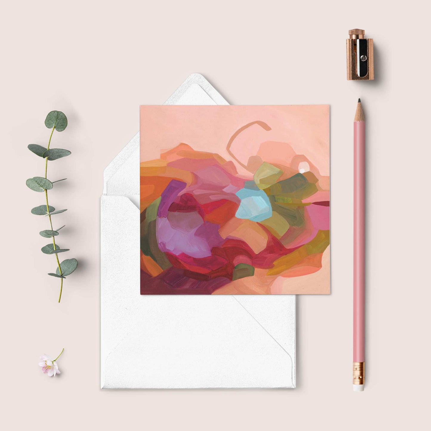 small art cards peach abstract painting