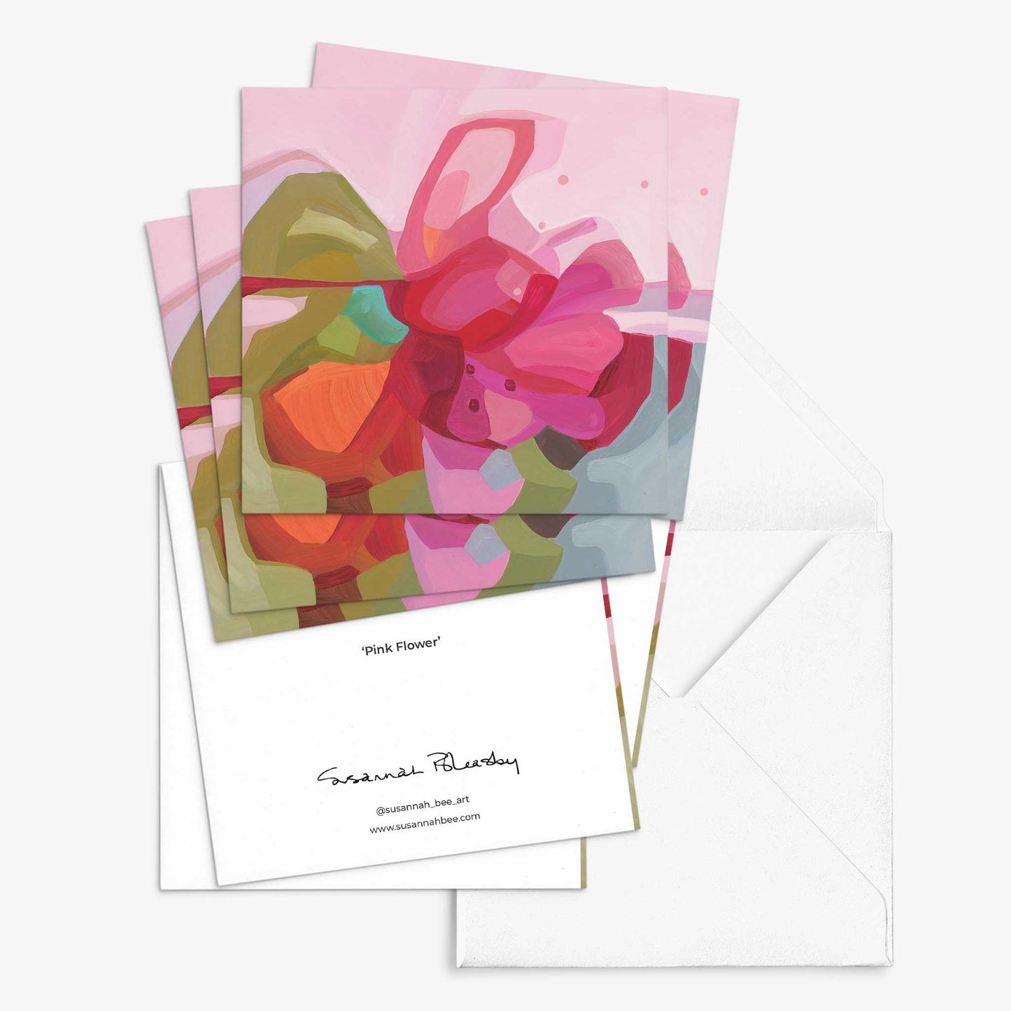 small art cards pink abstract flowers