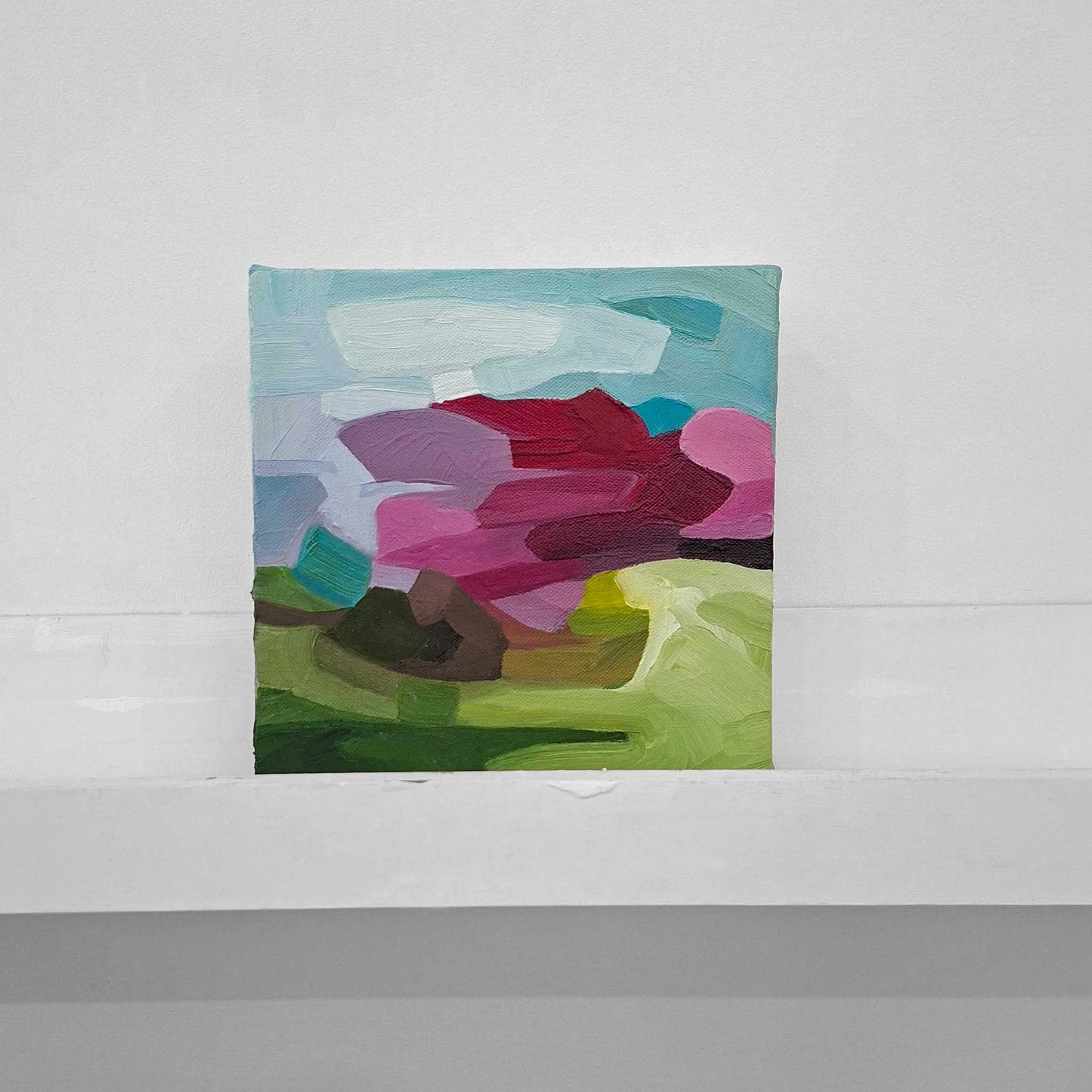 colourful abstract oil painting inspired by spring countryside