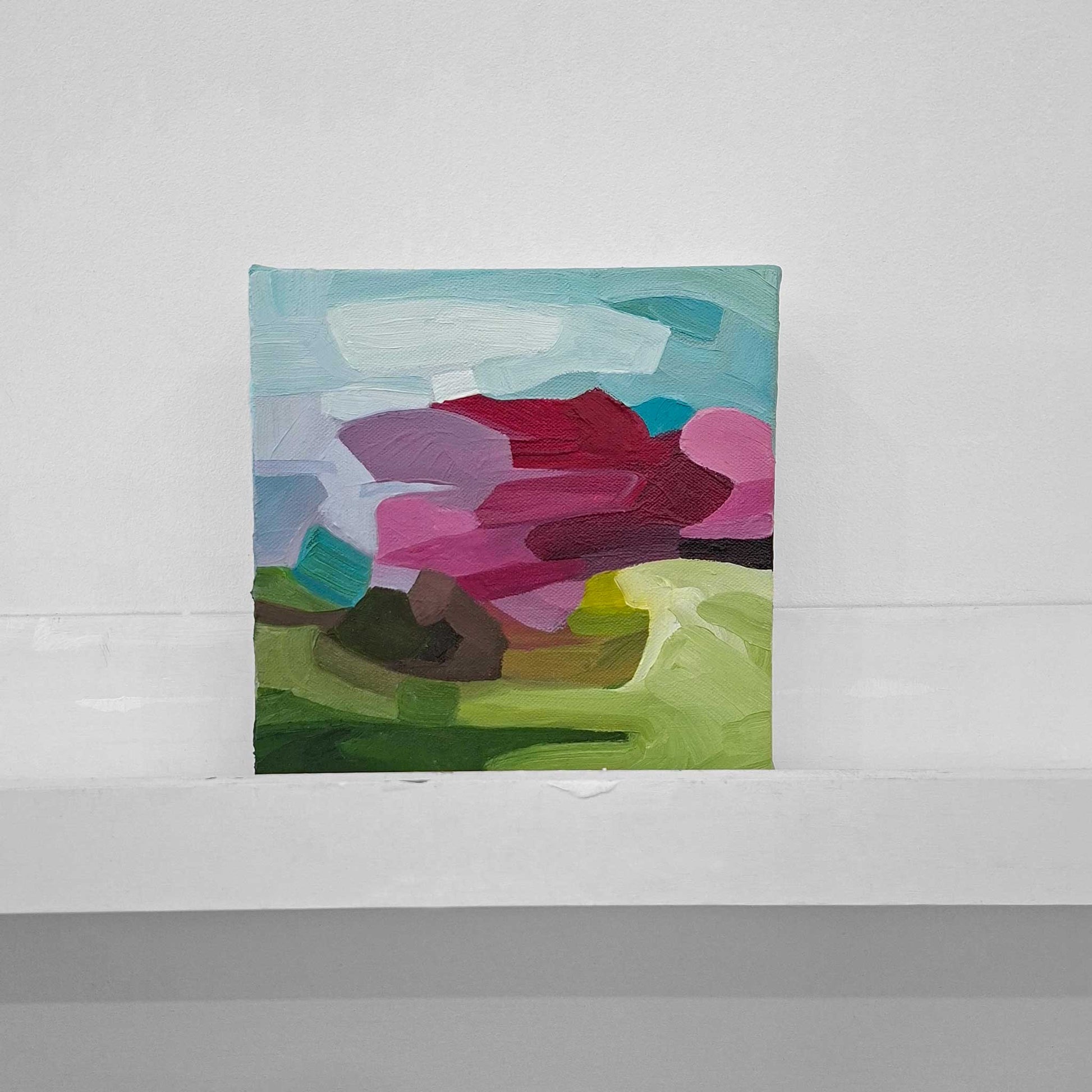 colourful abstract oil painting inspired by spring countryside