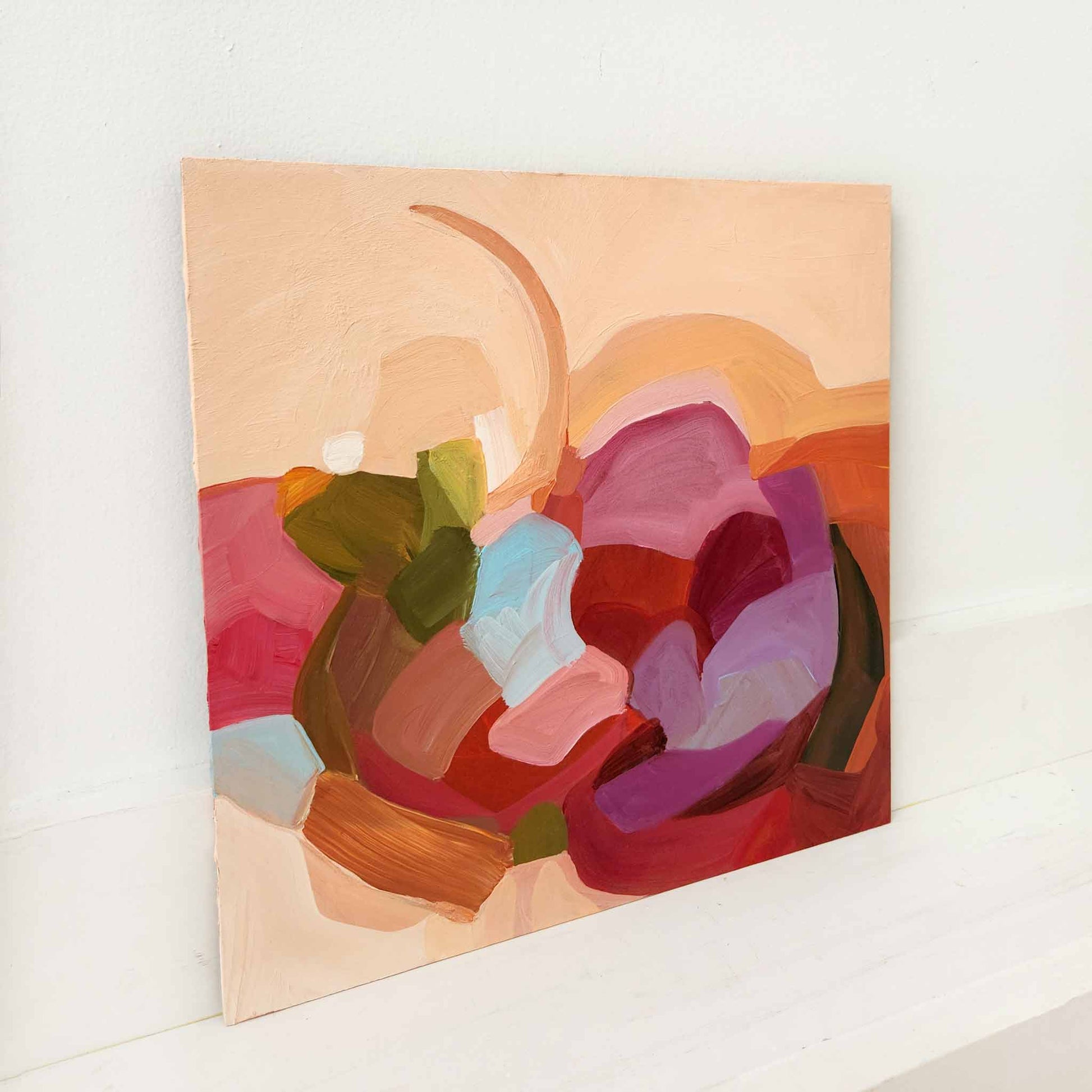 small abstract painting in peach and orange