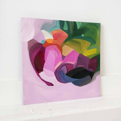 abstract pink bouquet on canvas