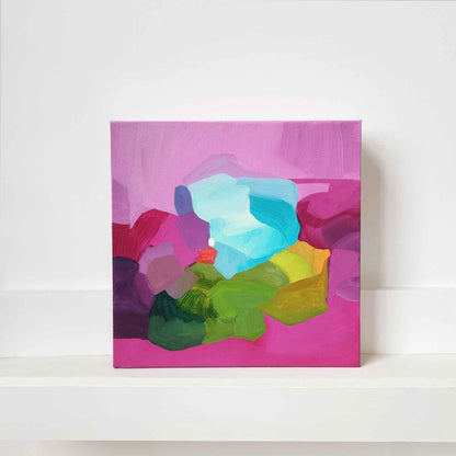 small pink abstract painting 10x10