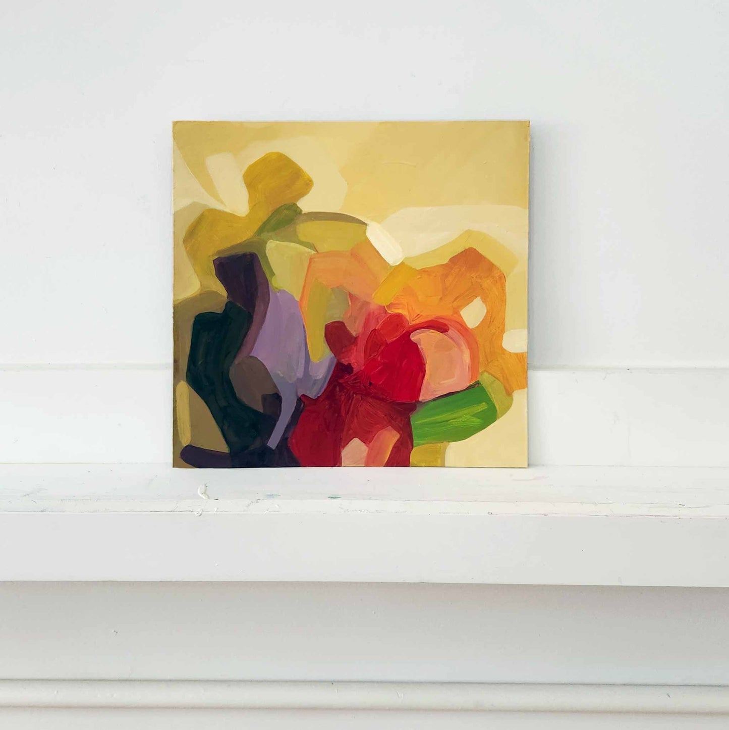 small yellow and red abstract painting