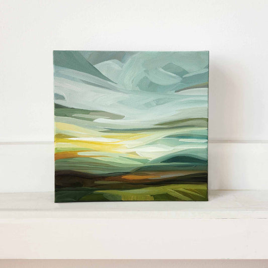 small yellow green abstract sky painting 8-1