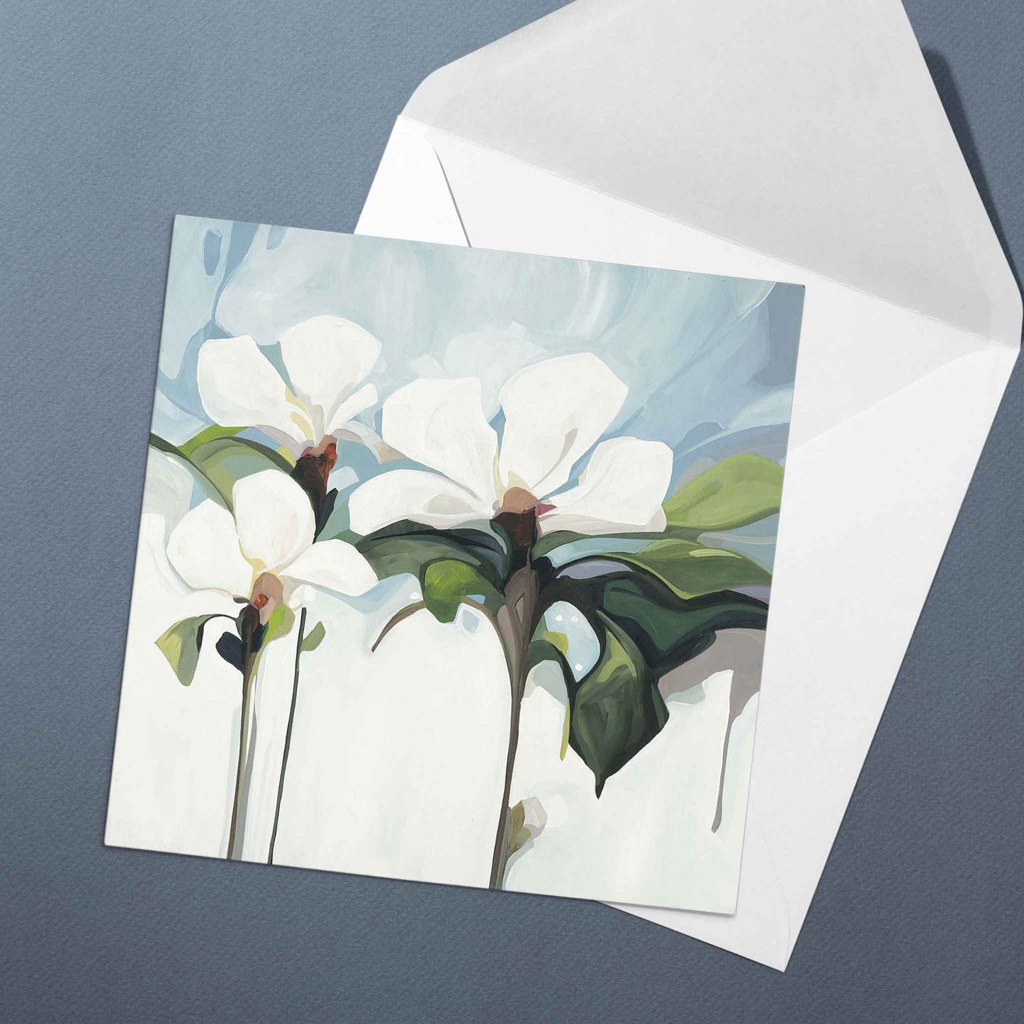 soft blue floral greeting card