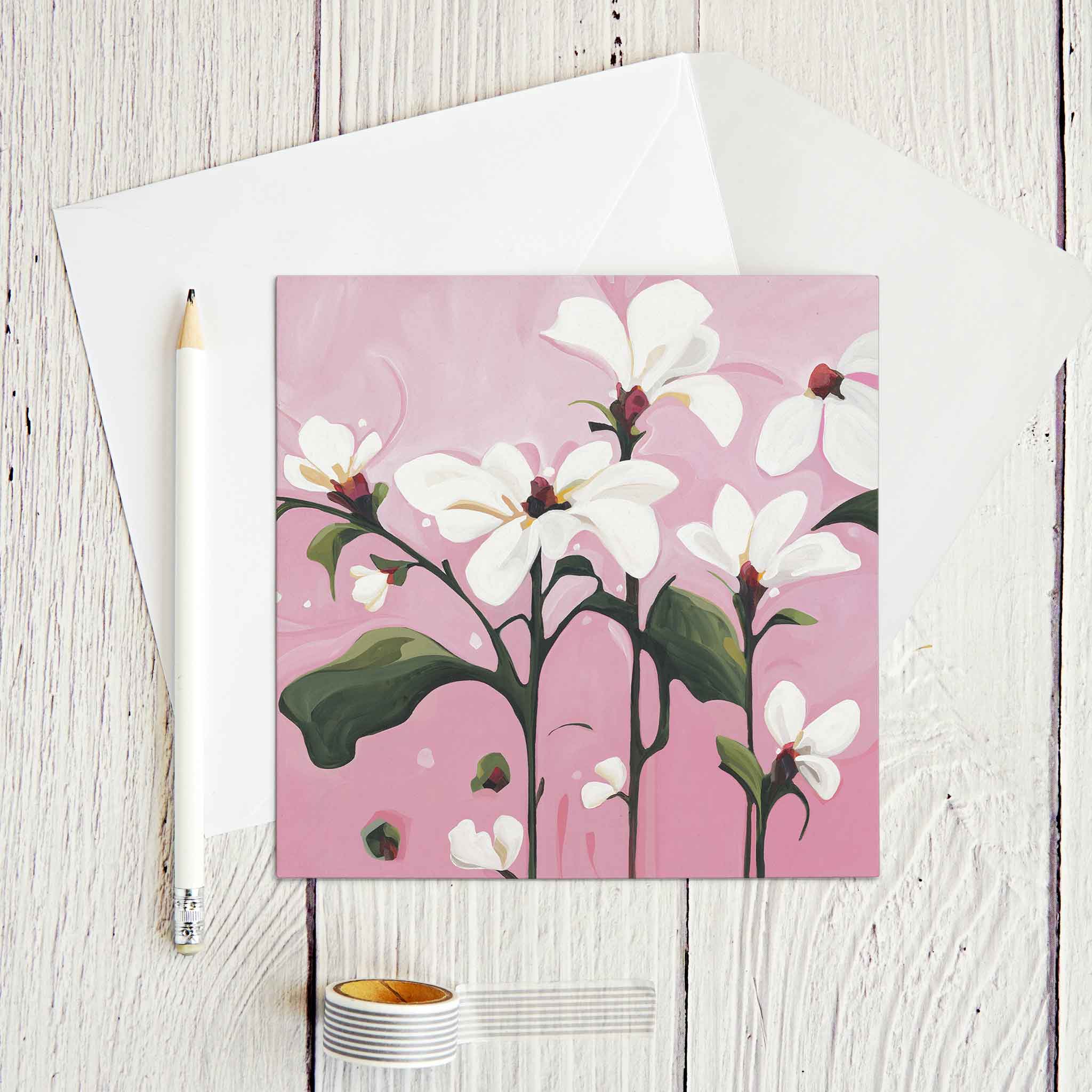 soft pink floral art card