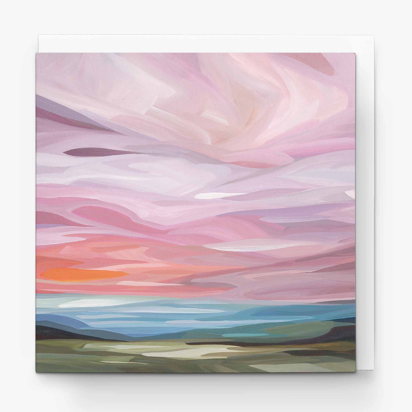 pink sky painting art cards